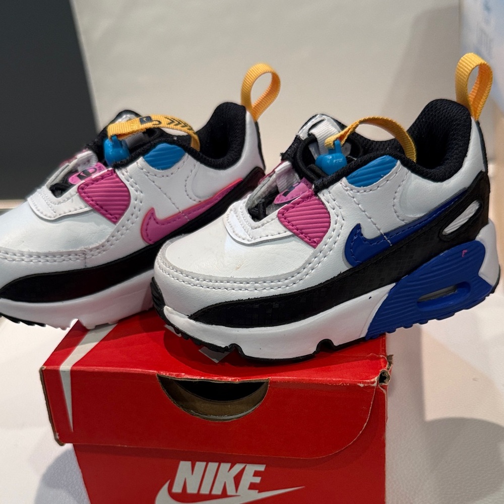 Nike Kids' White, Pink, and Blue Sneakers
